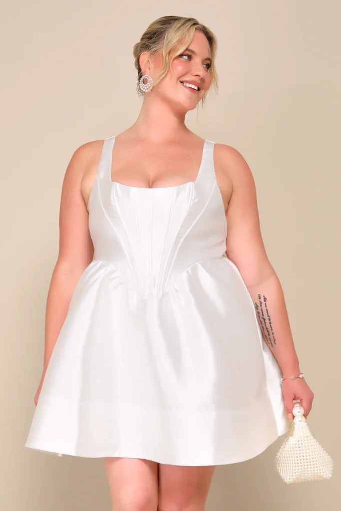 Bubbly Love White Taffeta Corset Mini Dress