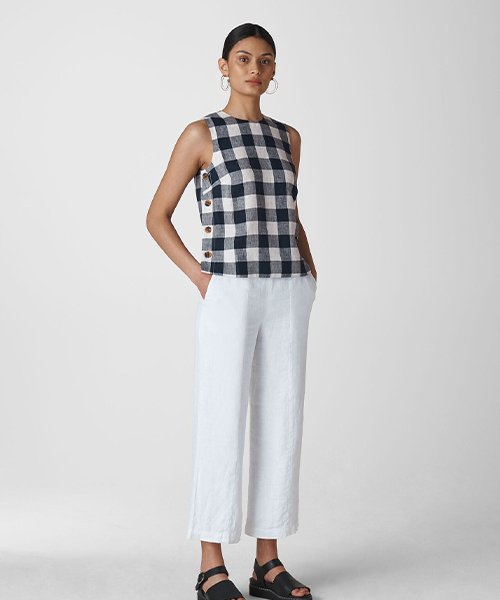 Linen gingham top