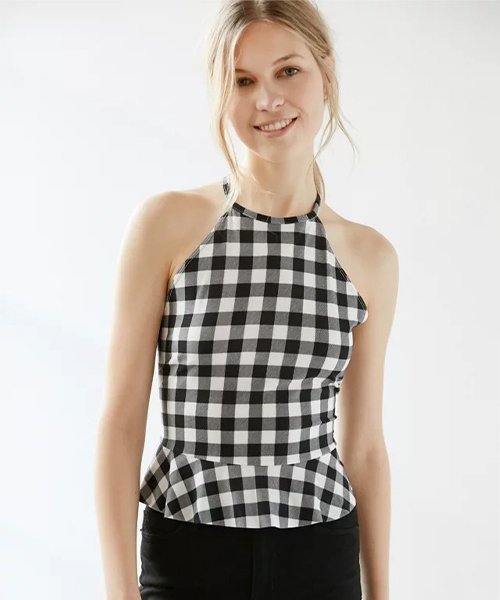 Peplum gingham tank top