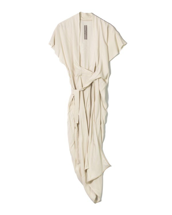 Knee-Length Silk Dress With Wraparound Design