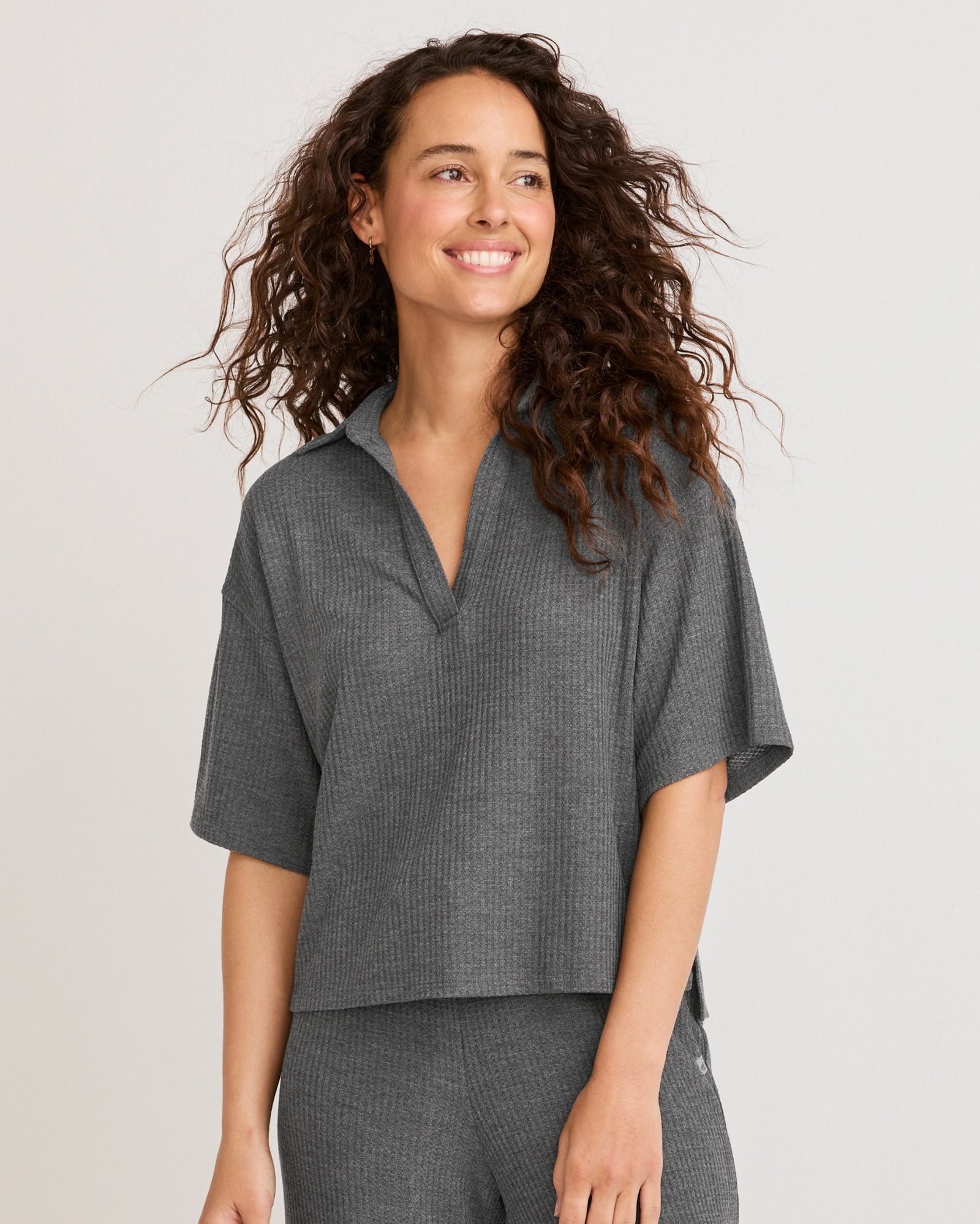 Waffle Short Sleeve Top