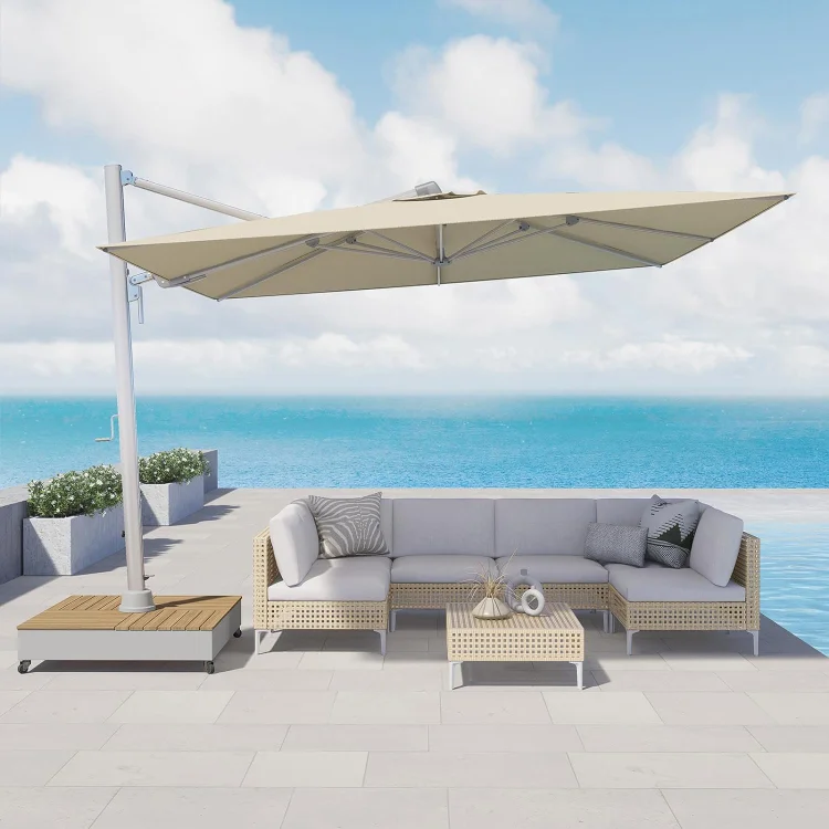 Rectangular Patio Cantilever Umbrella with Base
